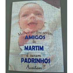 puzzle personalizado convite padrinhos com foto do bebé