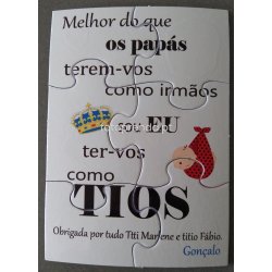 puzzle personalizado do bebé para os tios