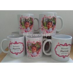 Canecas personalizadas para lembrança de batismo, comunhão ou casamento