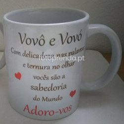 caneca personalizada, prenda com foto e texto para os avós
