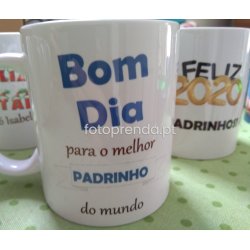 caneca personalizada bom dia para o melhor padrinho do mundo